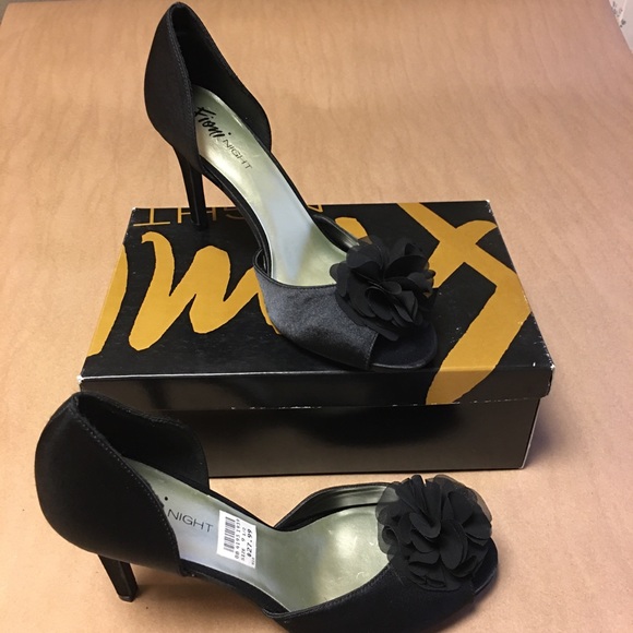 Fioni Night Black Peep Toe High Heels - Picture 6 of 8